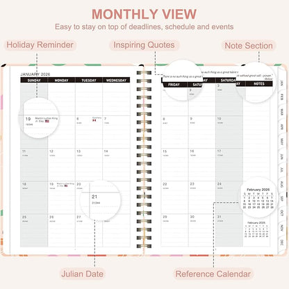 2026 Planner, Weekly and Monthly Academic Planner Calendar (JAN.2026 - DEC.2026), Planning Agenda Book, for Office Desk Accessories and School Supplies, A5(6.3" x 8.5")