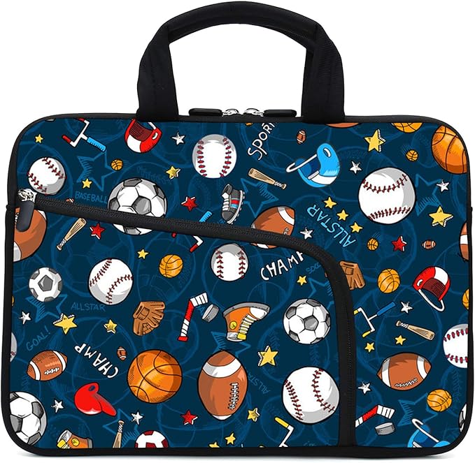 11.6" 12.2 inches Laptop Sleeve Chromebook Case Ultrabook Case Notebook Sleeve Tablet Case Neoprene Handle Sleeve for Men Women, Two Pockets Fit Apple MacBook Air Samsung Acer HP DELL(Ball)
