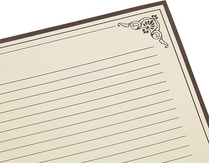 Juvale Fancy Vintage Lined Paper with Antique Border Design, Aged Stationery for Writing Letters, Invitations, Poems, Lyrics, Notes, Cream Color (8.5x11 Inches) - 96 Sheets