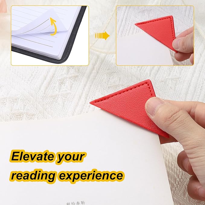 uxcell 6Pcs Leather Square Bookmarks, Corner Bookmarks Book Marks Page Markers Cute Page Clip for Men Women Teacher Reader Book Lover Writers (White)