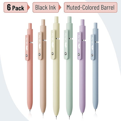 Mr. Pen- Retractable Gel Pens, 6 Pack, Pastel Barrels, Black Gel Pens, Fast Dry, Gel Pens Fine Point 0.7mm, Retractable Pens, Cute Pens, Gel Ink Pens, Black Pens, Aesthetic Pens for Journaling