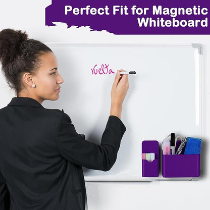 Magnetic Pen Holder,2 Pack Magnetic Dry Erase Marker Holder with Generous Compartments,Strong Magnet Storage Marker Pen Pencil Organizer for Refrigerator,Whiteboard,Locker Accessories