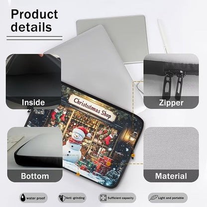 Christmas Snowman Laptop Sleeve Case for Women Laptop Protector Lightweight Computer Sleeve 17 inch Suitable for Girls Boys Tablet Bag Laptop Accessories