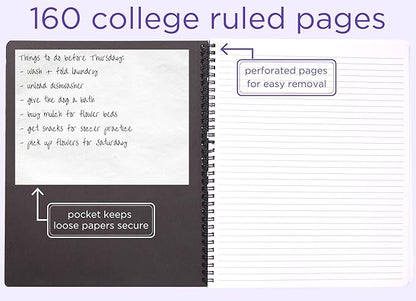 Steel Mill & Co Cute Large Spiral Notebook College Ruled, 11" x 9.5" with Durable Hardcover and 160 Lined Pages, Black Dots