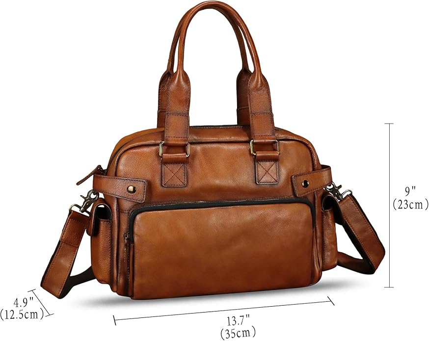 Genuine Leather Purses and Handbags for Men and Women Vintage Real Leather Messenger Bag Shoulder Briefcase Satchel Purse