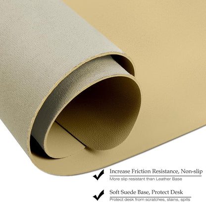 ‎Boutilon Leather Desk Pad 24"x 14" Non-Slip Mouse Pad,Office Desk Mat,Waterprooft PU Leather Desk Blotter,Desk Pad Protector,Desk Writing Pad for Home Office Decor (S-Golden)