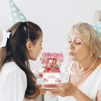 Asmallgf Great Grandma Birthday Gifts, Personalized Birthday Popup Card for Granny Nana, Best Nana Gifts from Granddaughter Grandson