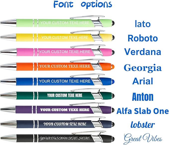 Up to 480 Pcs Personalized Pens in Bulk, Custom Metallic Printed Name Pens with Black Ink, Customized Pens Bulk with Stylus-Great Gift Ideas(Silver 12 Colors)