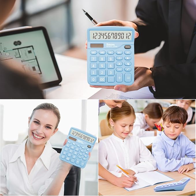 Blue Calculator, Basic Office Calculator, Desktop Calculator 12 Digit, Large LCD Display for Blue Office Supplies with Sensitive Button, Blue Desk Accessories, School Supplies……