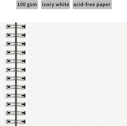 Large Dot Grid Spiral Notebook, 8.5" x 11", Premium 100gsm Ivory White Paper, Sturdy See-Through Cover, 128 Dotted Pages per Notebook(2 Pack) for Home, School, Office, Artist Writing/Drawing