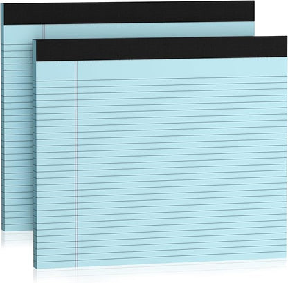 2 Pack Note Pads 11" x 9.5" Legal Pads College Ruled Notepad Micro Perforated Writing Pads Blue Lined Paper 80GSM College Ruled Paper Pad of Paper 30 Sheets Notebook for School, To-Do Lists, Office