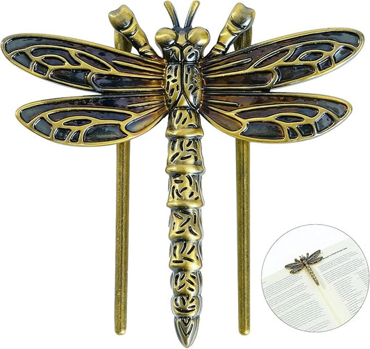 LOVME Metal Book Clips, Page Holder Journal Clips to Hold Journal Open While Reading and Free Your Hands, Metal Bookmark, Vintage Gifts for Book Lovers, Readers, Writers, Dragonfly Design