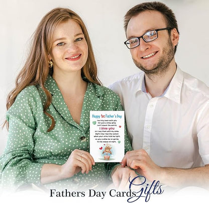 FaCraft Happy First Fathers Day Card for New Dad Dad to Be Expecting Fathers, 4 x 6 Happy 1st Fathers Day Gift Card with Envelope from Wife Daughter Son Baby Boy Girl(Cute Bear)