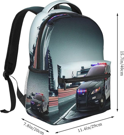 Police Backpack Travel Laptop Backpacks Police Car Ruckasck Book Bags School Bag for Boys Girls Kids Childrens Teenager Men Women