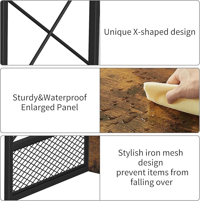 Printer Stand for Desk, Desktop Printer Stand Shelf Organzier for Home Offic, for Above and Under Desk, Fax Machine Copier Scanner, Rustic Brown