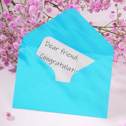 jiebor 100 Sets Small Envelopes with Small Blank Gift Business Card Wedding Invitation Pocket Envelopes for Graduations Wedding Shower Holiday 4.37 x 2.91 Inch Blue