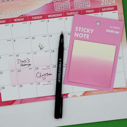 Gradient Transparent Sticky Notes, 8x8 cm See Through Notes for Annotating Bible Journaling Office Supplies, 50 Sheets/Pad, 4 Pads
