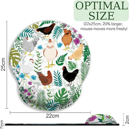Chicken Ergonomic Mouse Pad with Wrist Rest, Gaming Mouse Pad with Wrist Support, Funny Mouse Pads for Desk, Computer Mousepad with Non-Slip Pain Relief PU Base, Cute Office Desk Accessories