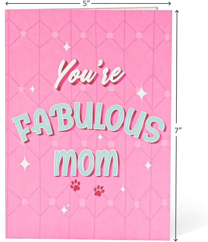 Relax Mom Pop Up Cards, Poodle, You're Fabulous Mom, 3D Greeting Cards, Gift for Mothers Day, Birthday, Wife, Stepmom, Mother in law, 5x7 - Includes Envelope And Message Note