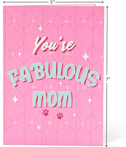 Relax Mom Pop Up Cards, Poodle, You're Fabulous Mom, 3D Greeting Cards, Gift for Mothers Day, Birthday, Wife, Stepmom, Mother in law, 5x7 - Includes Envelope And Message Note