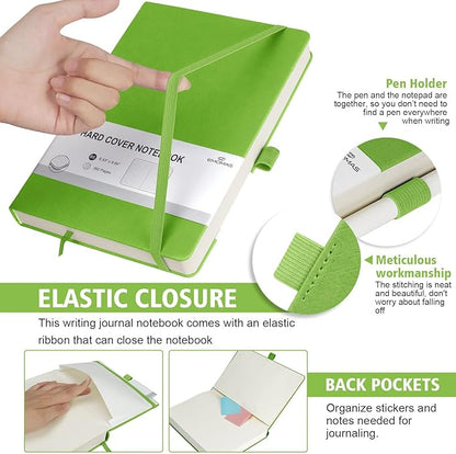 Lined Journal Notebook, 1 Pack (Grass Green), 360 Pages, 9.8 inches x 6.9 inches - 100 gsm Thick Paper, Hardcover