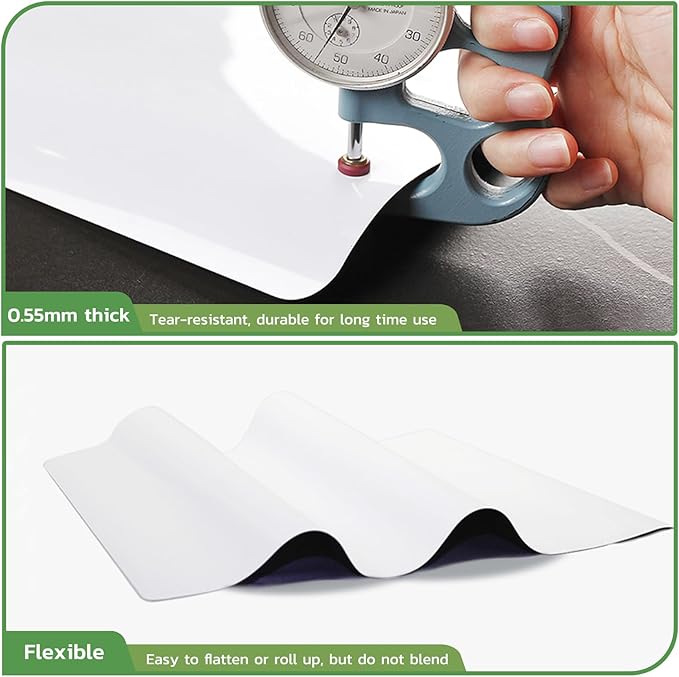 Magnetic Dry Erase Board: Small Fridge Whiteboard, Flexible Refrigerator Magnet White Board, Blank Writing Note Sheet with Dishwasher Magnet Clean Dirty Sign, 4 Markers & Eraser - 12 x 8