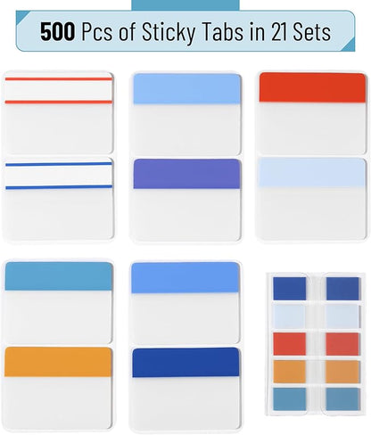 Mr. Pen- Sticky Index Tabs, 500 Pcs, 21 Sets, Colorful Sticky Tabs for Notebooks, Page Markers, Page Tabs for Binders, Page Tabs Sticky Tabs for Books, Notebook Tabs, Book Sticky Tabs for Notebooks