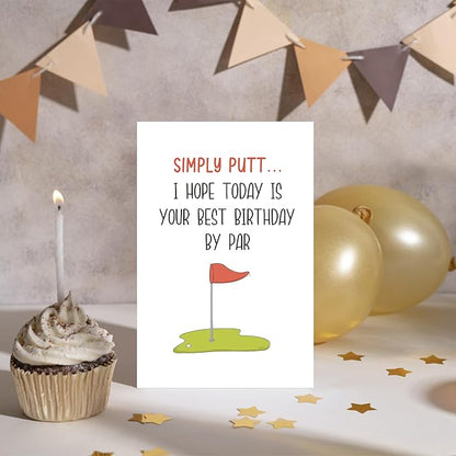 Funny Golf Birthday Card for Men, Happy Birthday Card for Golf Lover, Humorous Birthday Cards for Dad Husband Boyfriend Fiance, I Hope Today Is Your Best Birthday By Par