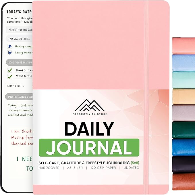 Best Daily Journal for Men & Women for Mindfulness, Productivity, Happiness & Self Care | Gratitude Journal, Affirmation Journal, Positivity Journal, Manifestation Journal, Self-Care Journal, Habit Tracker & Daily Journal with Prompts (Pink)