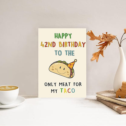 Funny 42nd Birthday Card Gifts for Men, Happy 42nd Birthday Decorations for Husband Him, Taco Gifts for 42 Years Old Bday Man, Cool 42 Mens Bday Ideas