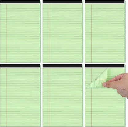 Utron 6 PCS Small Legal Pads 5x8 Green, Narrow Ruled Small Note Pads 5x8, Micro Perforated Writing Pad, College Ruled Legal Notepads 5x8 for Study, Office, To-Do Lists(30 Sheets/Small Notepad)