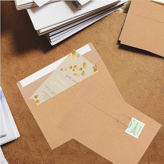 65 Packs A4 Invitation Envelopes, Brown Kraft Envelopes, 4x6 Photo Envelopes for Invitations, Envelopes Self Seal for Weddings, Baby Shower, Photos, Postcards, Greeting Cards, Mailing