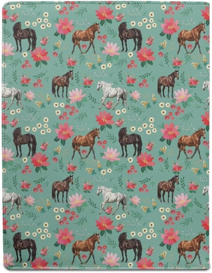 Cozeyat Floral Horse Clipboard Folder Portfolio, A4 Leather Padfolio Clipboard, Business Portfolio Clipboard Folder Professional Portfolio for Interview Resume Office Conference