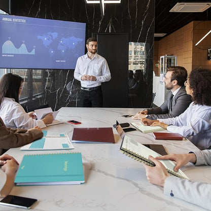 Meeting Notebook For Work Organization - Work Planner Notebook With Action Items, Agenda Planner For Note Taking, 160Pages (6.9" X 9.9") Project Planner For Men & Women - Black