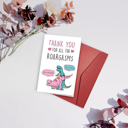 SuperShunhu Funny T-Rex love Card, Naughty Valentines Day Card for Him Her, Dirty Anniversary Card for Husband Wife, Mature Dinosaur Birthday Card for Girlfriend Boyfriend