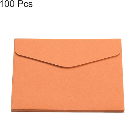 PATIKIL Mini Envelopes, 100 Pack Paper Blank Small Items Storage Business Card Holder for Greeting Note Party, Orange