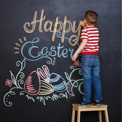 Chalkboard Wallpaper Stick and Peel: DIY Your Own Unique First Day of School Board Classroom Chalk Board Paint Self Adhesive Wall Paper with 8 Colorful Chalks (Black,17.5" x 118.1")