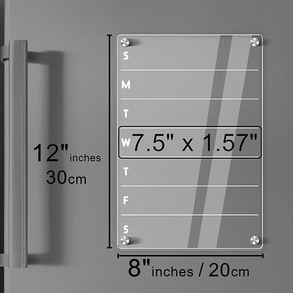 Acrylic Magnetic Meal Planner for Refrigerator Magnetic Menu Board for Kitchen Fridge Clear Weekly Calendar Planning Board Noteboard Acrylic Dry Erase Board to Do/Grocery/Shopping List 12"X8"