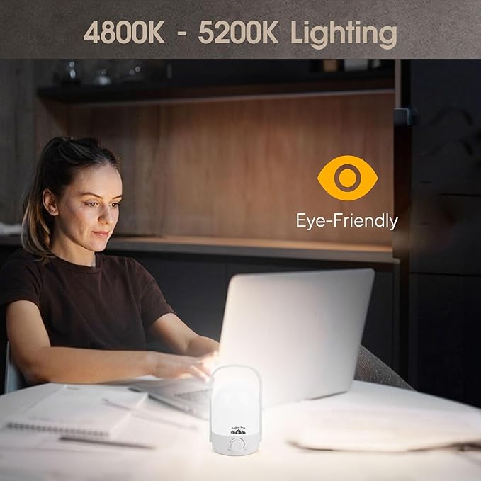 Rechargeable Lamp 1200mAh Small Bedside Rechargeable Lanterns Dimmable Led Cordless Tent Light Holiday Gifts Work,White B