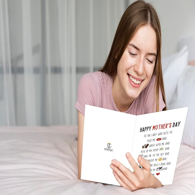 OJsensai Happy Mothers Day Card from Dog, Dog Mom Mothers Day Gifts for Dog Mom Grandma, Dog Mom Mother’s Day Card for Her, the Lady Who Love the Dog