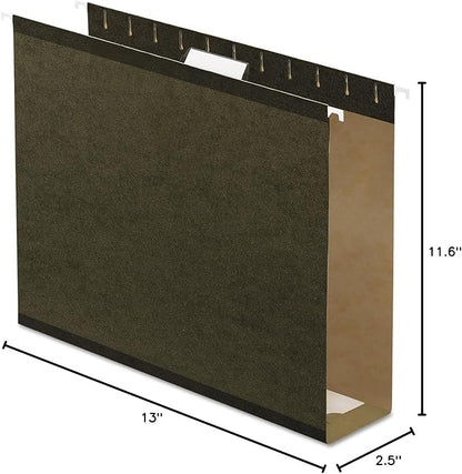 Pendaflex 04152X3 Extra Capacity Reinforced Hanging File Folders, 3", Letter Size, Standard green, 1/5 Cut, 25/BX (4152x3)
