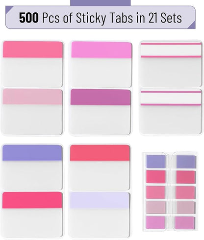 Mr. Pen- Sticky Index Tabs, 500 Pcs, 21 Sets, Colorful Sticky Tabs for Notebooks, Page Markers, Page Tabs for Binders, Page Tabs Sticky Tabs for Books, Notebook Tabs, Book Sticky Tabs for Notebooks