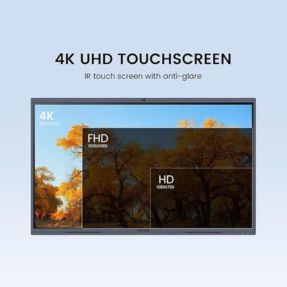 Enther 75″ Smart Board C7530 Kit,4K UHD Interactive Whiteboard, All in One Enabled Collaboration Board Touch Screen for Office or Classroom(Board and Shelf)