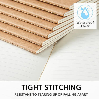 feela 90 Pack Kraft Notebooks Bulk, Lined Travel Journals Note Pad Notebooks for Men Women Girls Students, Making Plans Writing Memos Office School Supplies, A5, 60 Pages, 8.3” X 5.5”