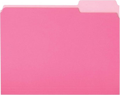 Amazon Basics File Folders, Letter Size, 1/3 Cut Tab, Pink, 36-Pack