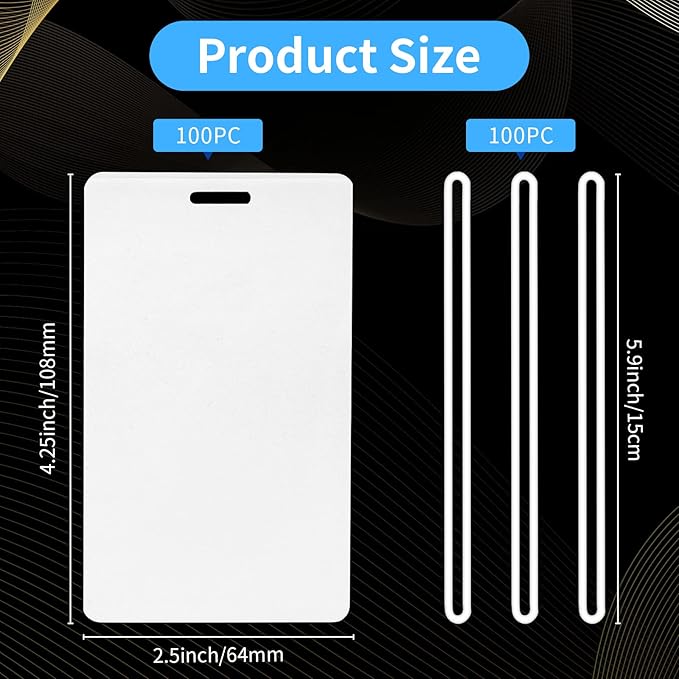 100 Pieces 7 Mil 2 1/2" x 4 1/4" Luggage Tag Laminating Pouches with Slot Hole Thermal Laminate Pouch Tags Kit Resealable for Work Permits Pass Cards Student ID Cards (100, 7 Mil)