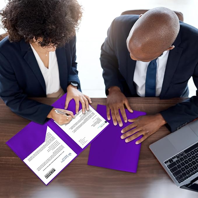 60-Pack Plastic Folders with Pockets,2-Pocket Poly Folders Holds 8-1/2" x 11" Paper for School/Office/Home, Assorted