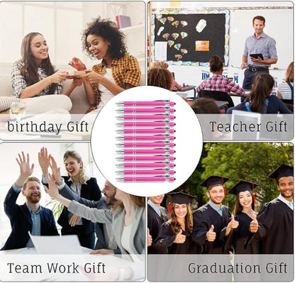 Ballpoint Pens with Stylus Tips，12 Pcs Pink Retractable Metal Stylus Pen for Touch Screens, 1.0 mm Black Ink