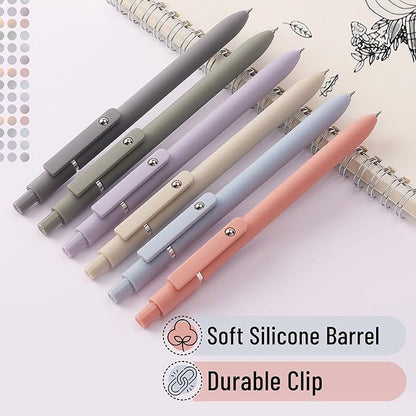 Mr. Pen - Retractable Fine Point Gel Pens, 6 Pack, Morandi Barrels, Fast Dry Ink, Cute Aesthetic Pens for Journaling
