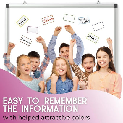 Availey 32 Pieces (3 x 5") - Colored Border Magnetic Dry Erase Labels - Reusable Strips for Classroom Home Office Garage Refrigerator Blank Writable Erasable Cards Name Tags Students Locker Shelf